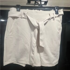 Maurices High Waist Cream Belted Shorts